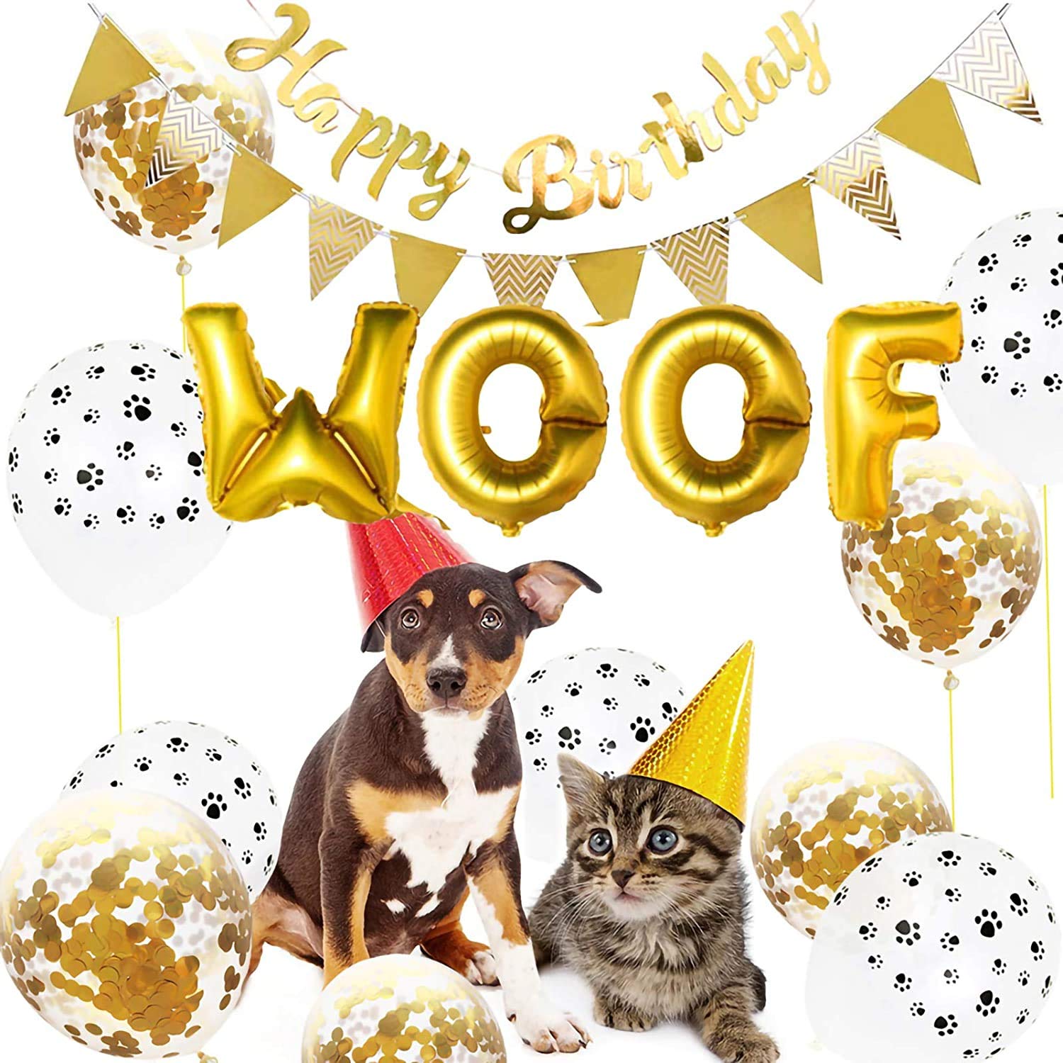 Dog Birthday Party Supplies Decorations - WOOF Letter Balloons, Paw Print Balloons & Happy Birthday Banner for Pet Celebrations | Perfect for Dog Themed Birthday Parties, Puppy Adoption Celebrations & Pet Lover Events
