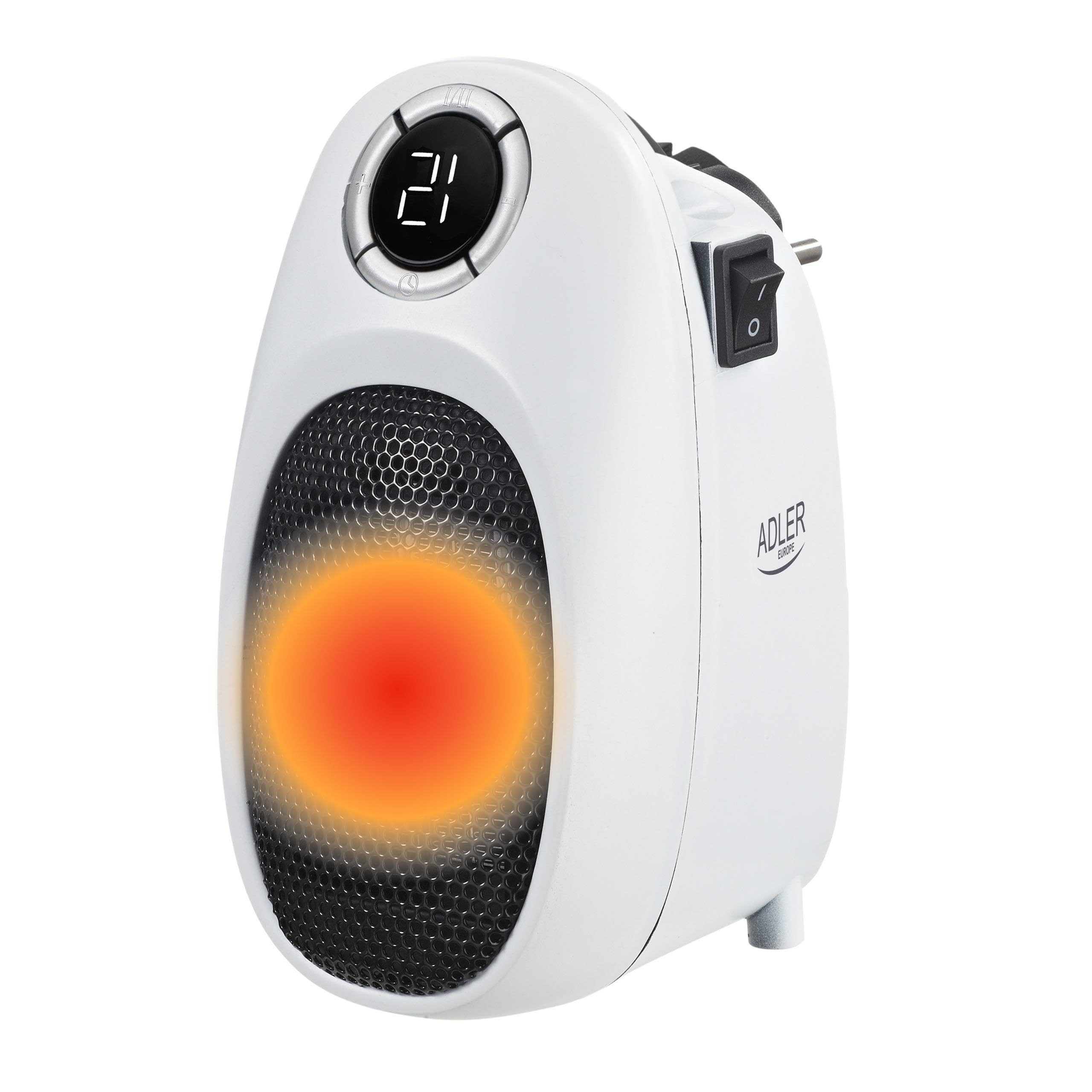 ADLER EUROPE Ceramic Mini Electric Heater - Portable, Energy Efficient 1500W with Adjustable Temperature & Timer - Perfect for Home, Office & Small Spaces