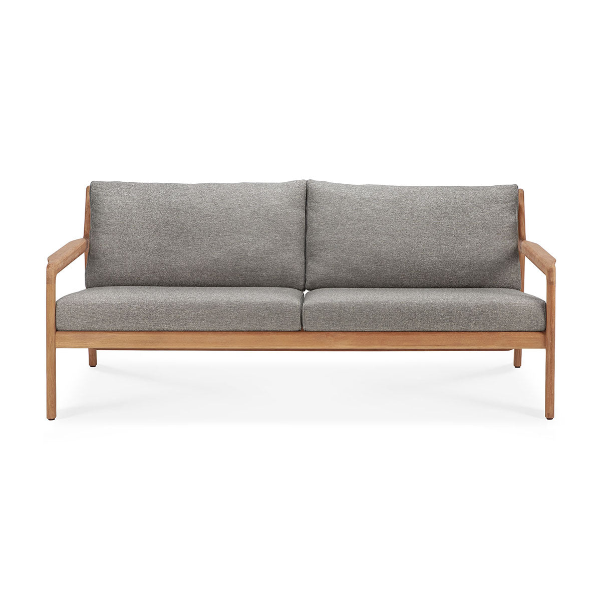 Outdoor 3-Seater Sofa with Teak Frame & Mocha Fabric - Waterproof & Durable Patio Furniture for Garden, Poolside, or Backyard Relaxation