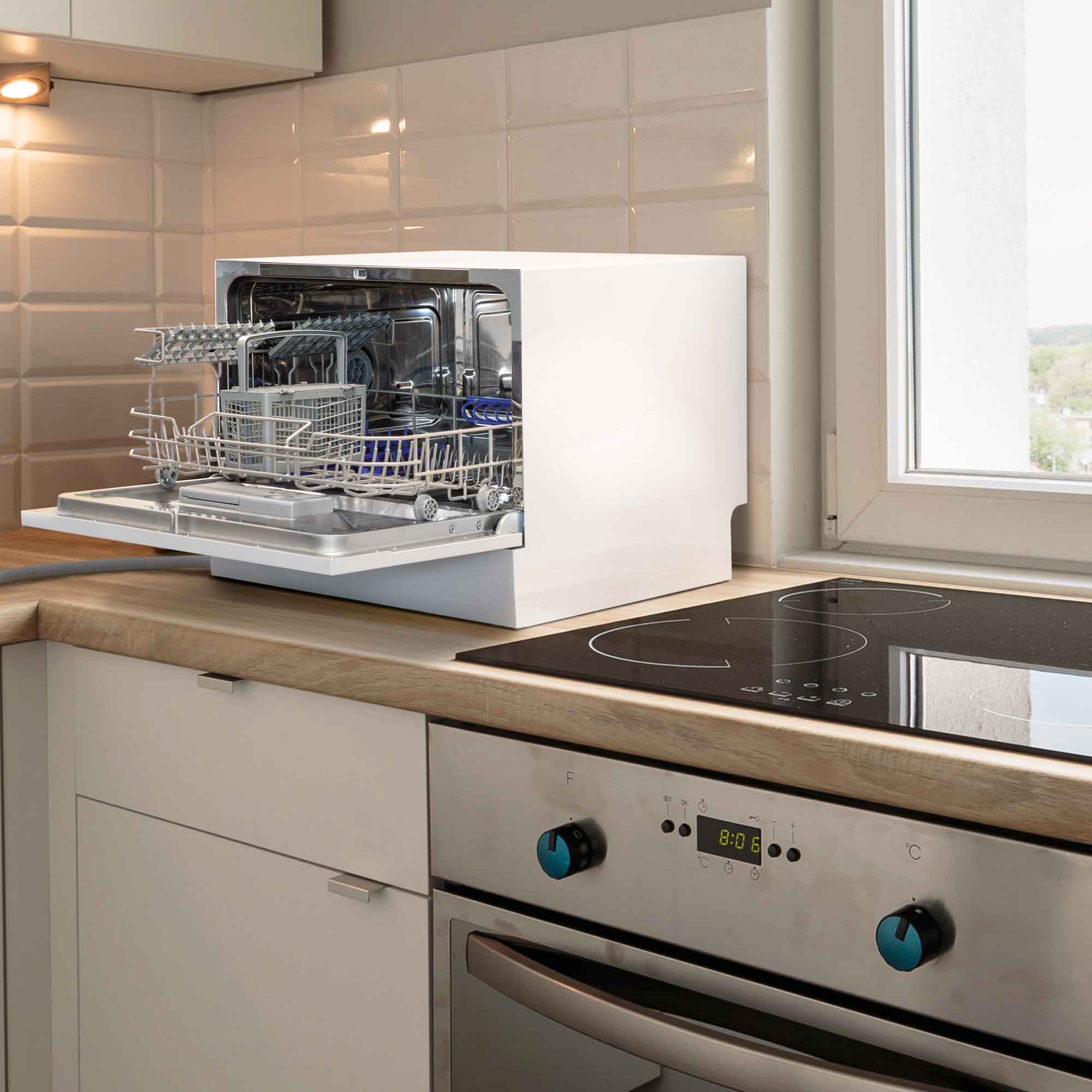 **Baridi Compact Tabletop Dishwasher – 6 Place Settings, 6 Wash Programs, Ultra Quiet (42dB), 6.5L Capacity, Energy Efficient, White (Model DH83) – Perfect for Small Kitchens, Apartments, RVs & Dorm Rooms**