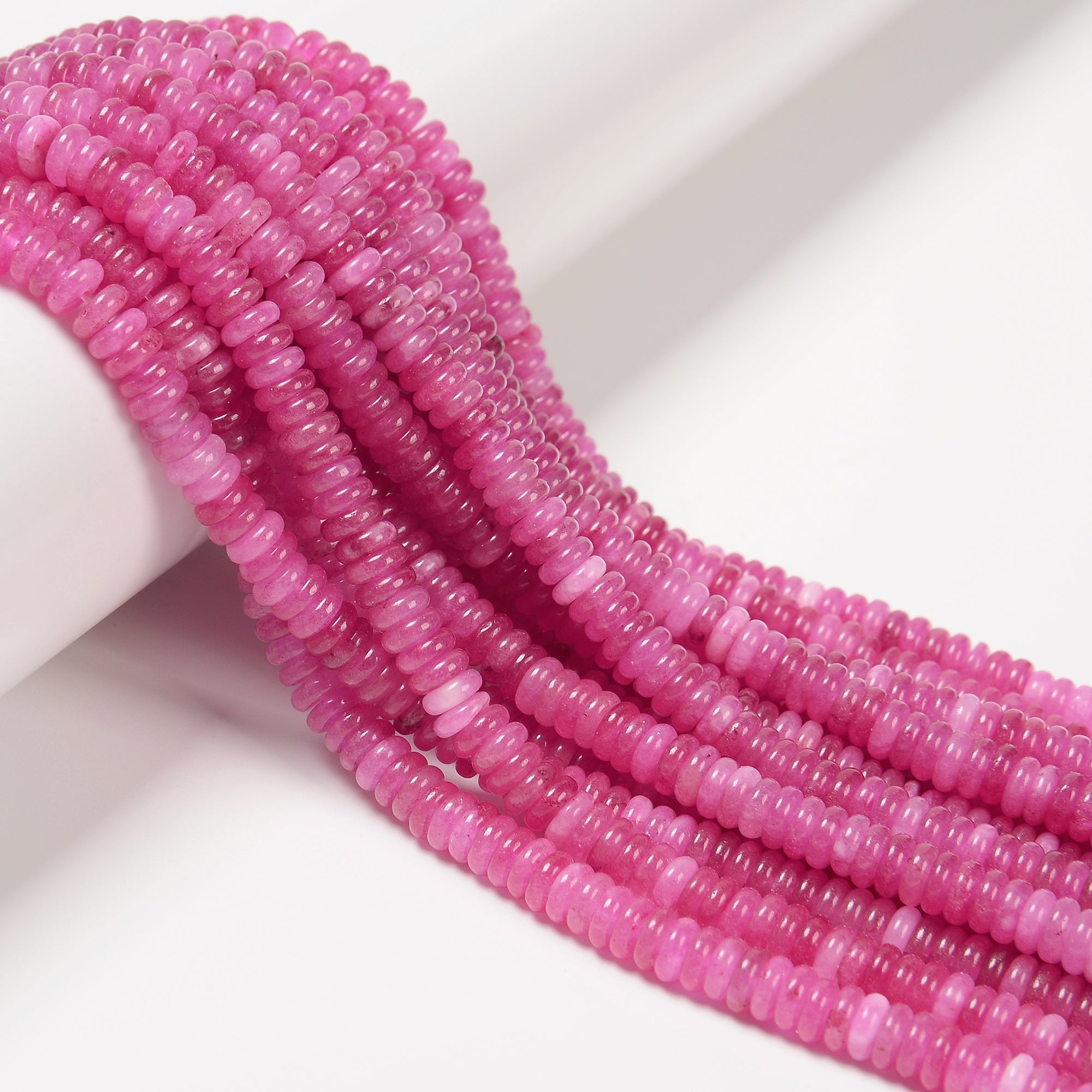 Natural Fuchsia Dyed Jade Smooth Rondelle Beads 2x6mm (15.5