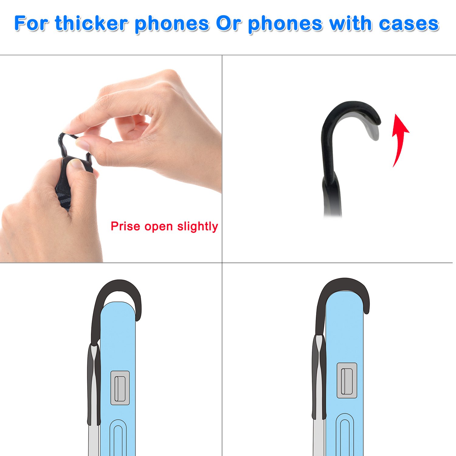 TFY Security Phone Hand Strap Holder - Compatible with iPhone 16 Pro Max, 15 Pro, 14 Plus, 13, 12 Pro, 11, XS, XR, X, 8 Plus, 7, SE & Samsung Galaxy S24, S23 - Anti-Slip Grip for Secure Phone Holding (Grey) - Perfect for Running, Hiking, Travel & Outdoor Activities