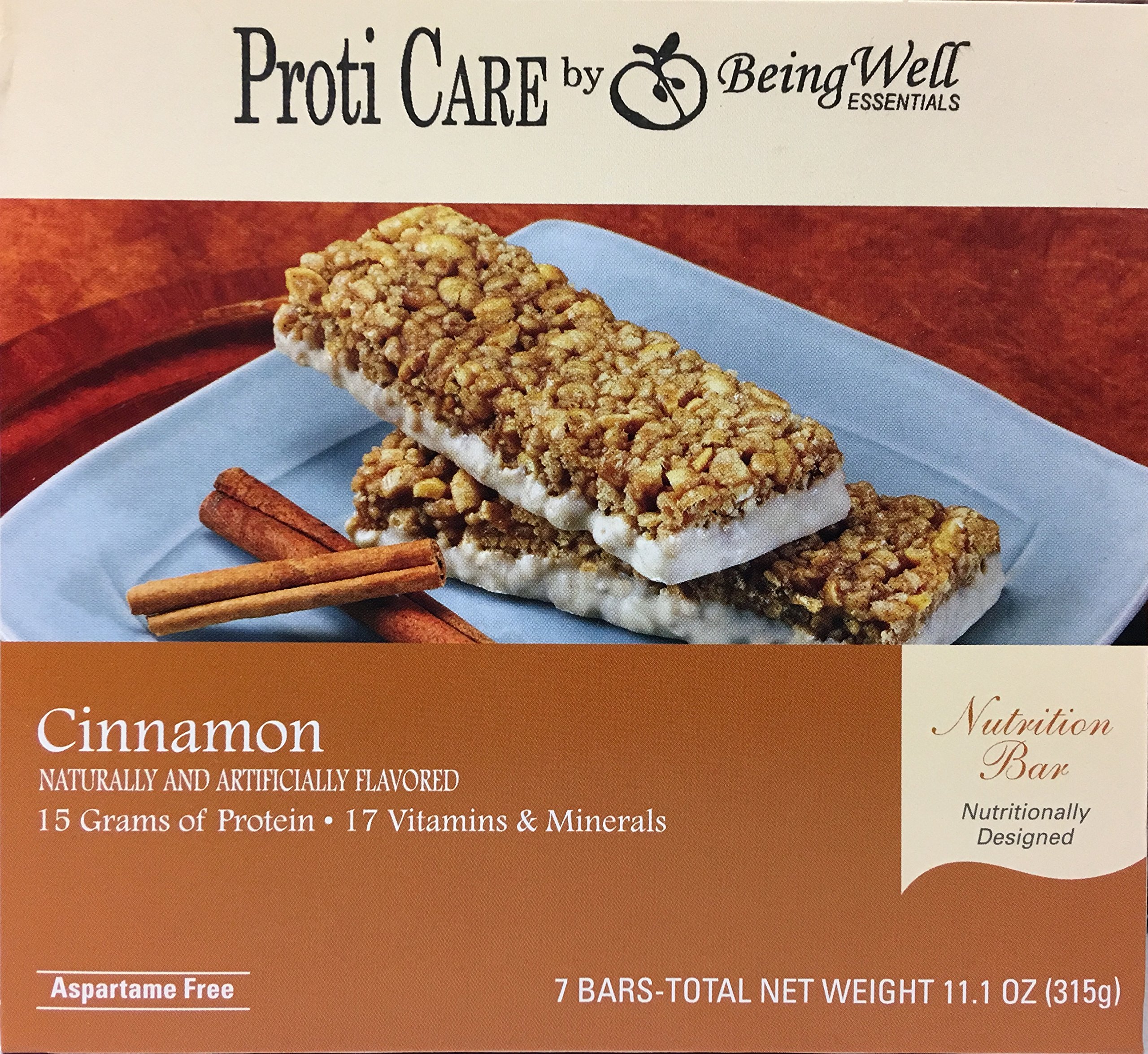 Proti Care High Protein Bars - 15g Protein per Serving, 7 Count - Cinnamon Flavor | Healthy Snack for Weight Loss, Gym Workout & On-the-Go Energy Boost