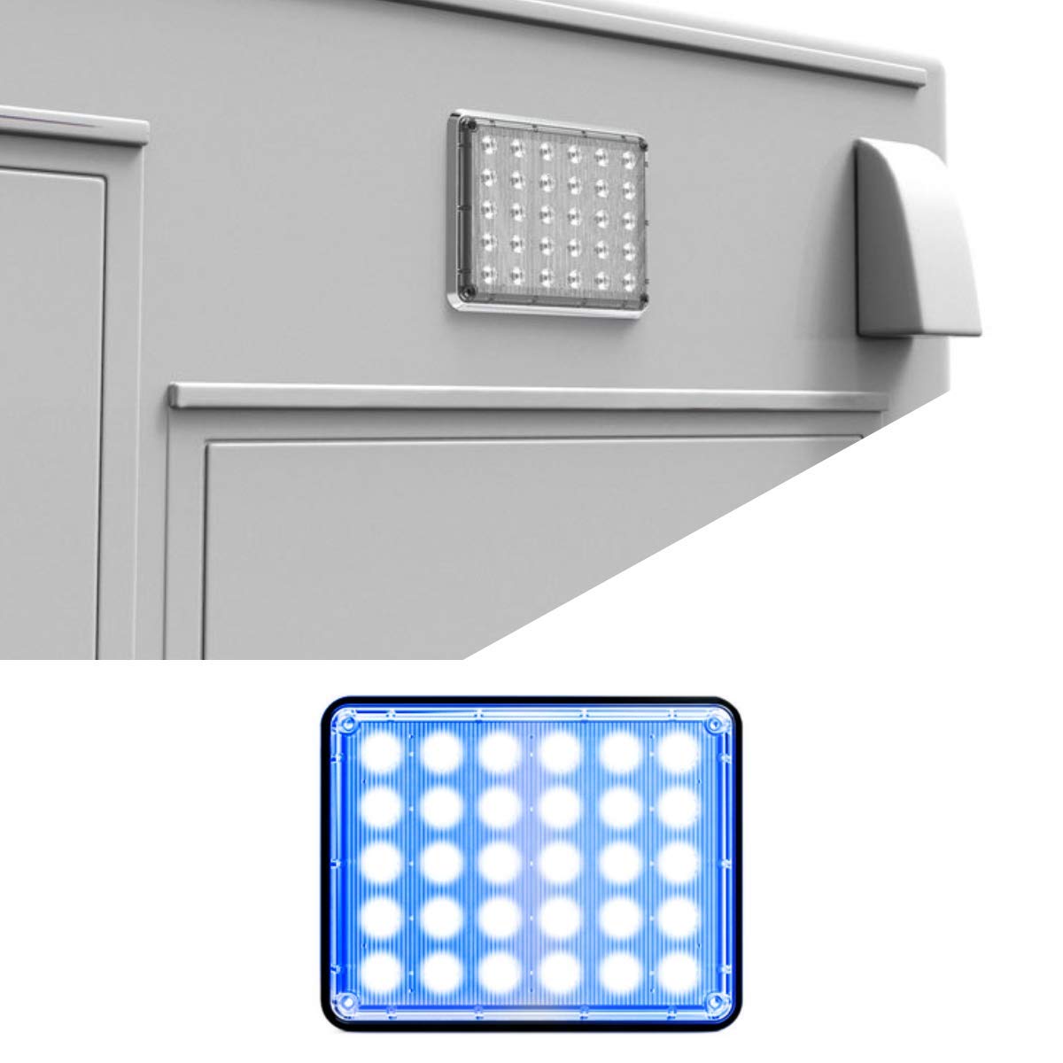 Alpha-Z 7x9 Inch Ultra Slim LED Emergency Strobe Light - Blue/Blue Surface Mount Warning Light for Ambulance, Fire Truck & Emergency Vehicles | High Visibility Safety Beacon for Roadside Assistance & First Responders