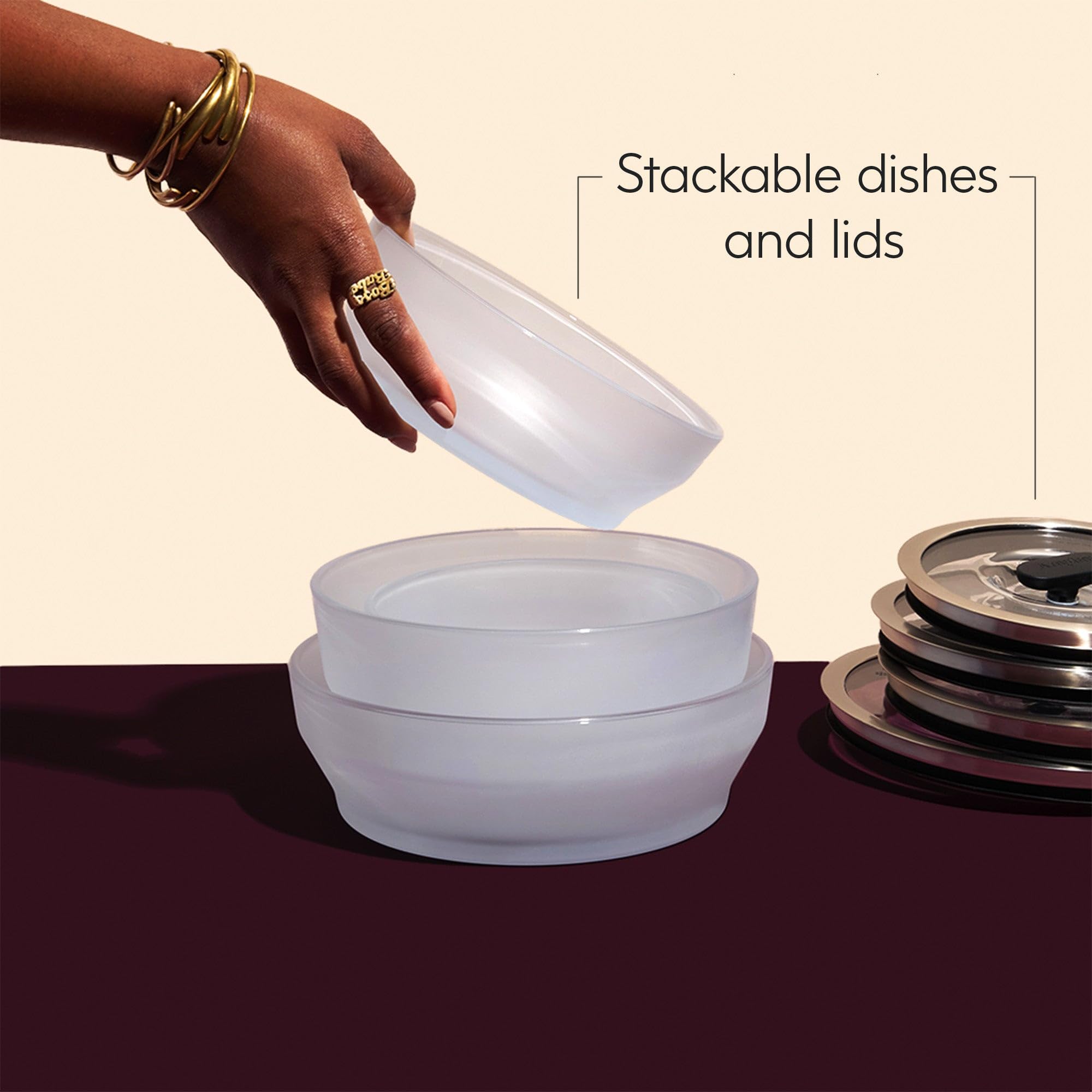 Anyday Microwave-Safe Glass Cookware Set - 4-Piece Storage Containers with Lids (7.9
