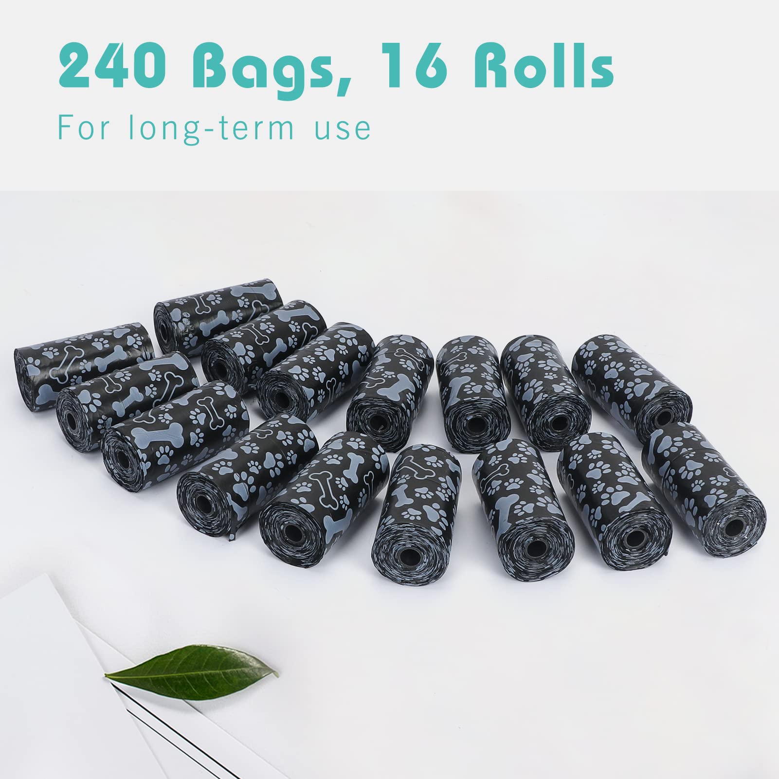 Eco-Friendly Extra Thick Leak-Proof Dog Waste Bags - 16 Rolls (240 Bags) with Cute Patterns | Biodegradable Poop Bags for Dogs | Perfect for Park Walks, Hiking & Daily Cleanup