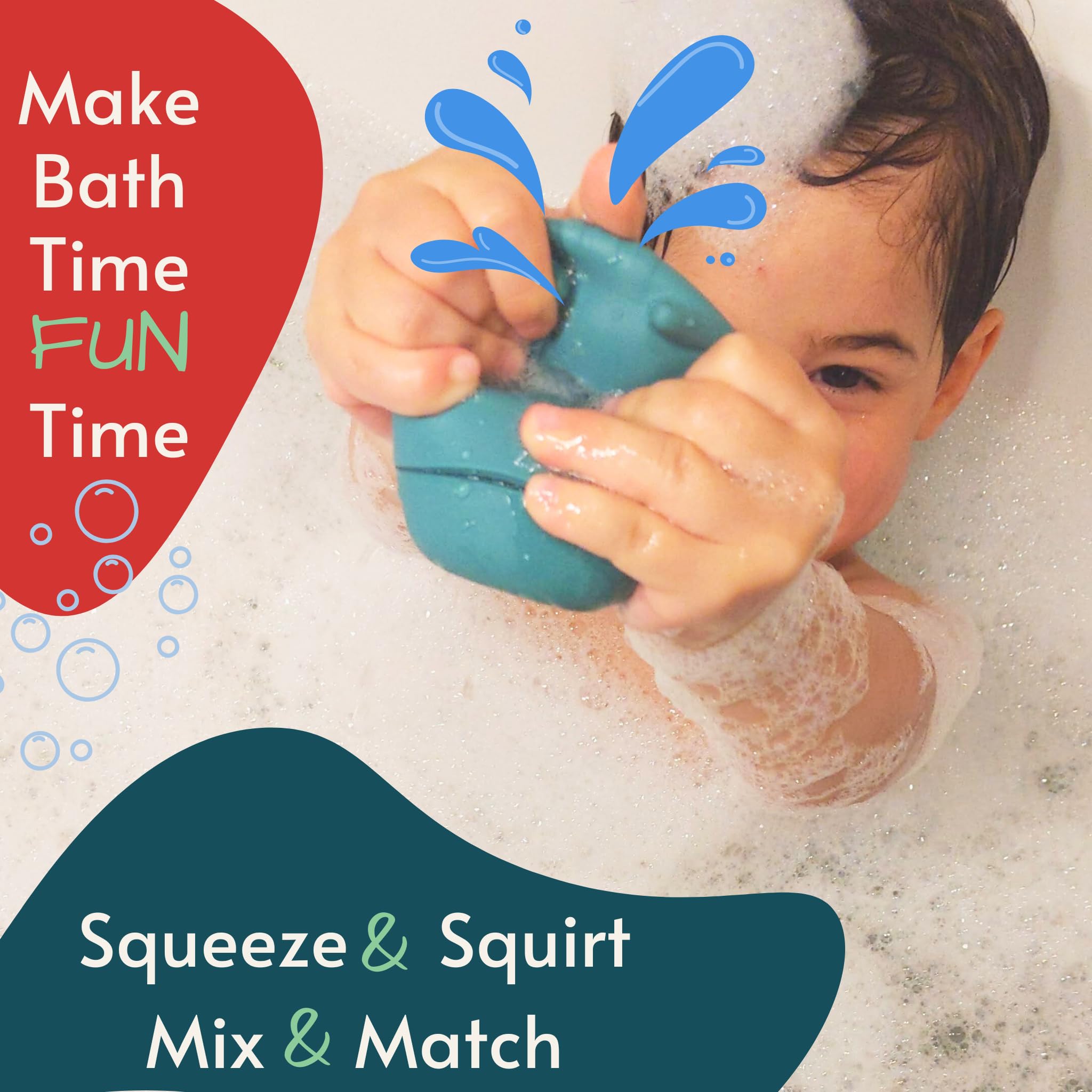 Eco-Friendly Non-Toxic Silicone Bath Toys for Babies 6-12 Months & Toddlers 1-3 Years - Safe Bathtub Toys by Toy Appétit | Perfect for Sensory Play, Bath Time Fun & Early Learning Development