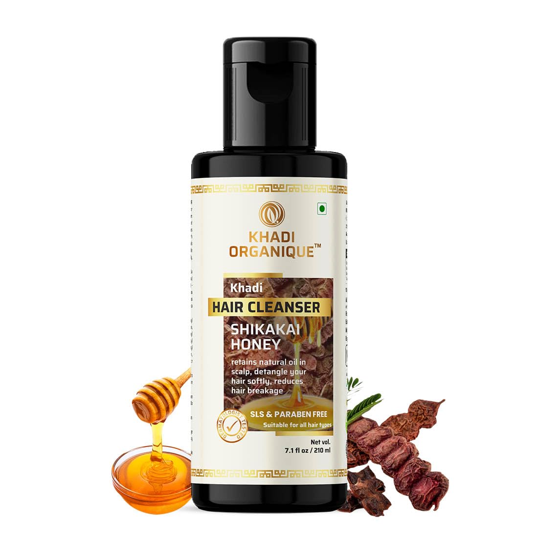 Khadi Organique Shikakai Honey Hair Shampoo & Cleanser - SLS & Paraben Free, 100% Natural, Pack of 2 - For Dry, Damaged Hair & Scalp Care - Perfect for Daily Hair Wash & Nourishment