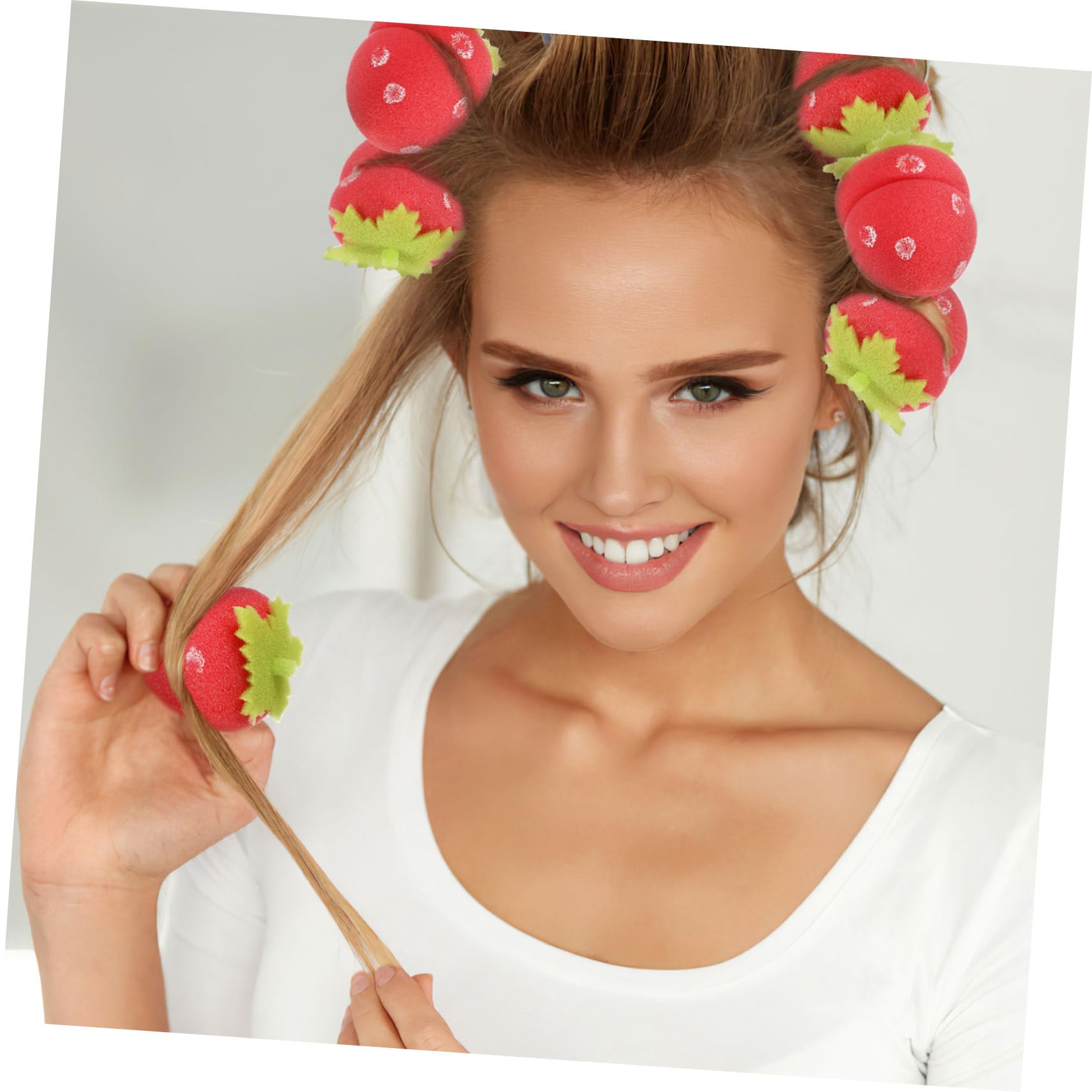 FOMIYES 12pcs Sponge Hair Curlers for Women - Soft Strawberry Rollers for Overnight Curls & Heatless Styling | Home & Travel Hair Tools for Natural Waves & Volume