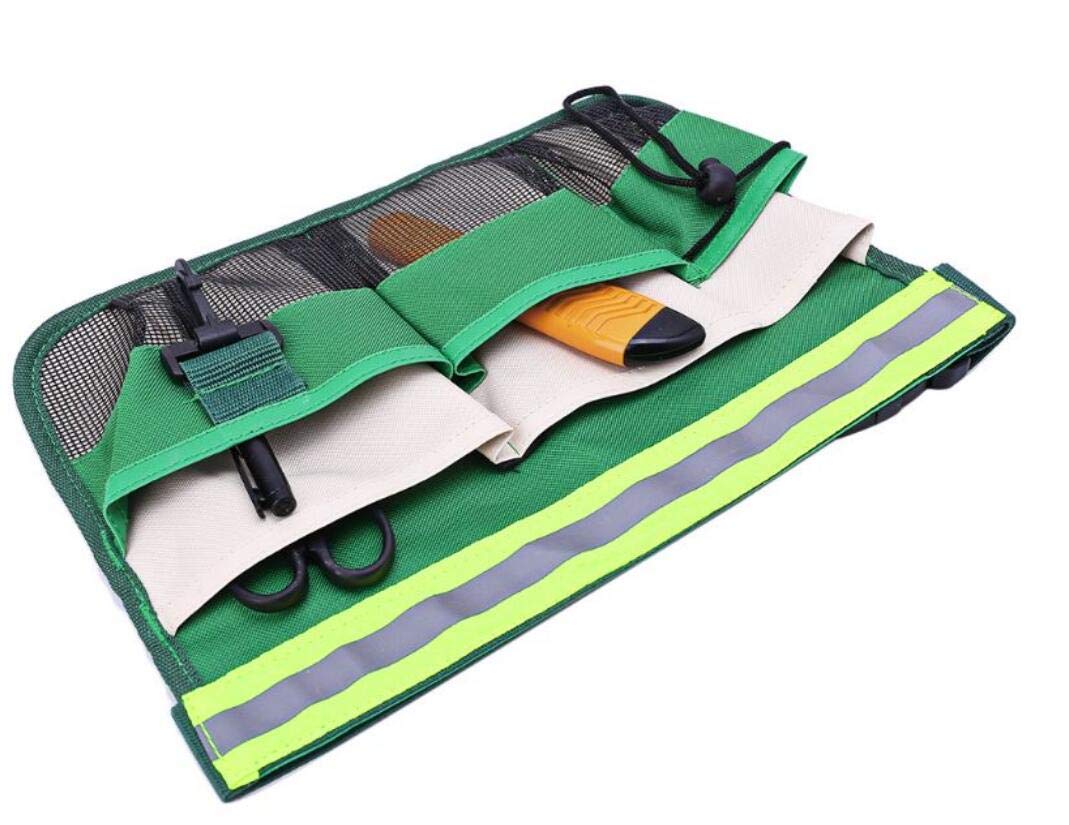 7-Pocket Gardening Tool Waist Bag with Reflective Strap - Durable Gardening Belt for Women & Men - Perfect for Home Garden, Landscaping & Outdoor Work (Green)