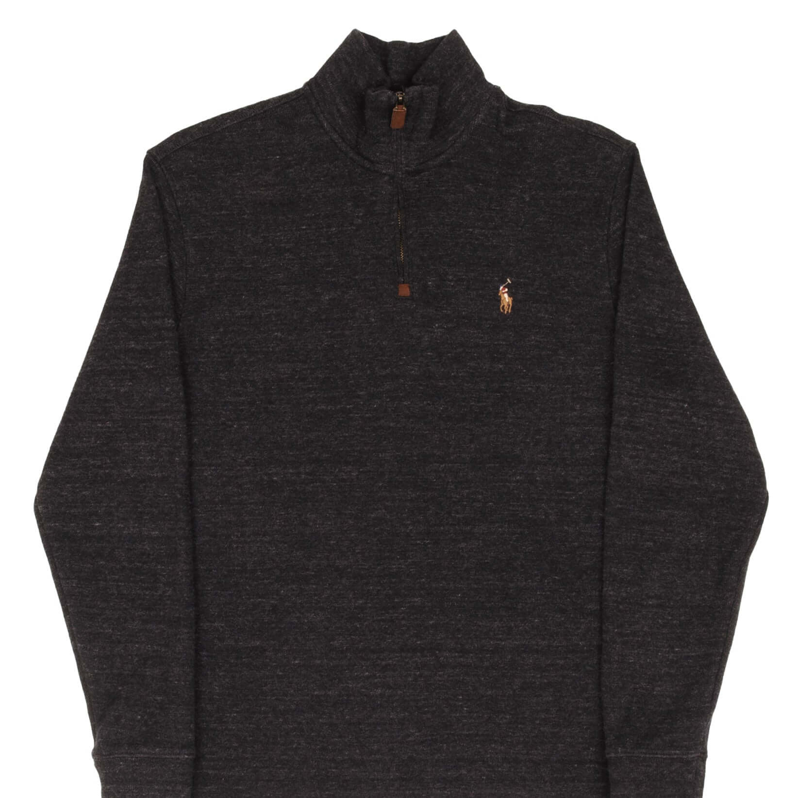 POLO RALPH LAUREN Men's Dark Grey Quarter Zip Sweater - Medium Size | Casual Pullover for Work, Office & Outdoor Activities