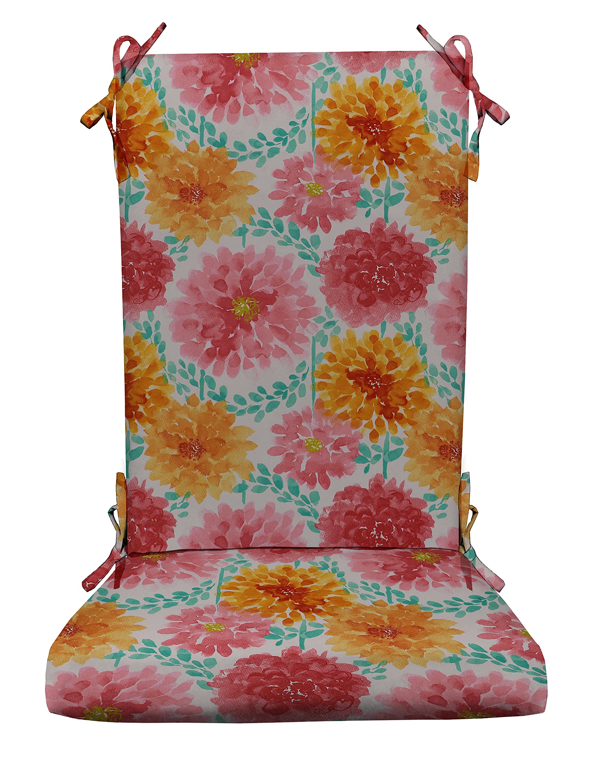 RSH Décor Indoor Outdoor Foam Rocker Rocking Chair Cushion Pad - Large Size, Garendia Bloom Pattern - Comfortable Seat Cushion for Patio, Garden, Porch, and Living Room Relaxation