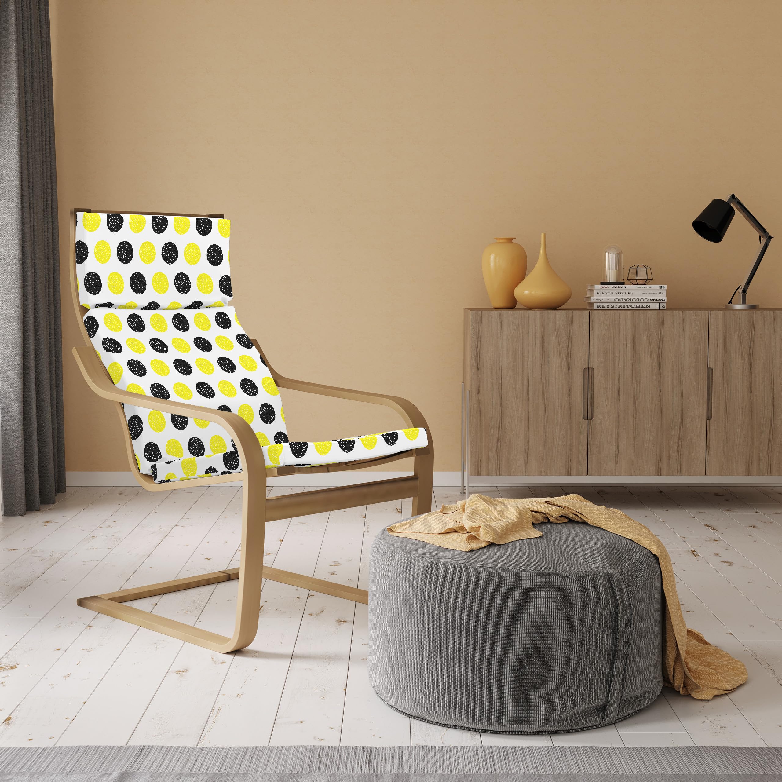 Ambesonne Yellow Armchair Slipcover - Grunge Style Round Motifs - for Living Room Decor