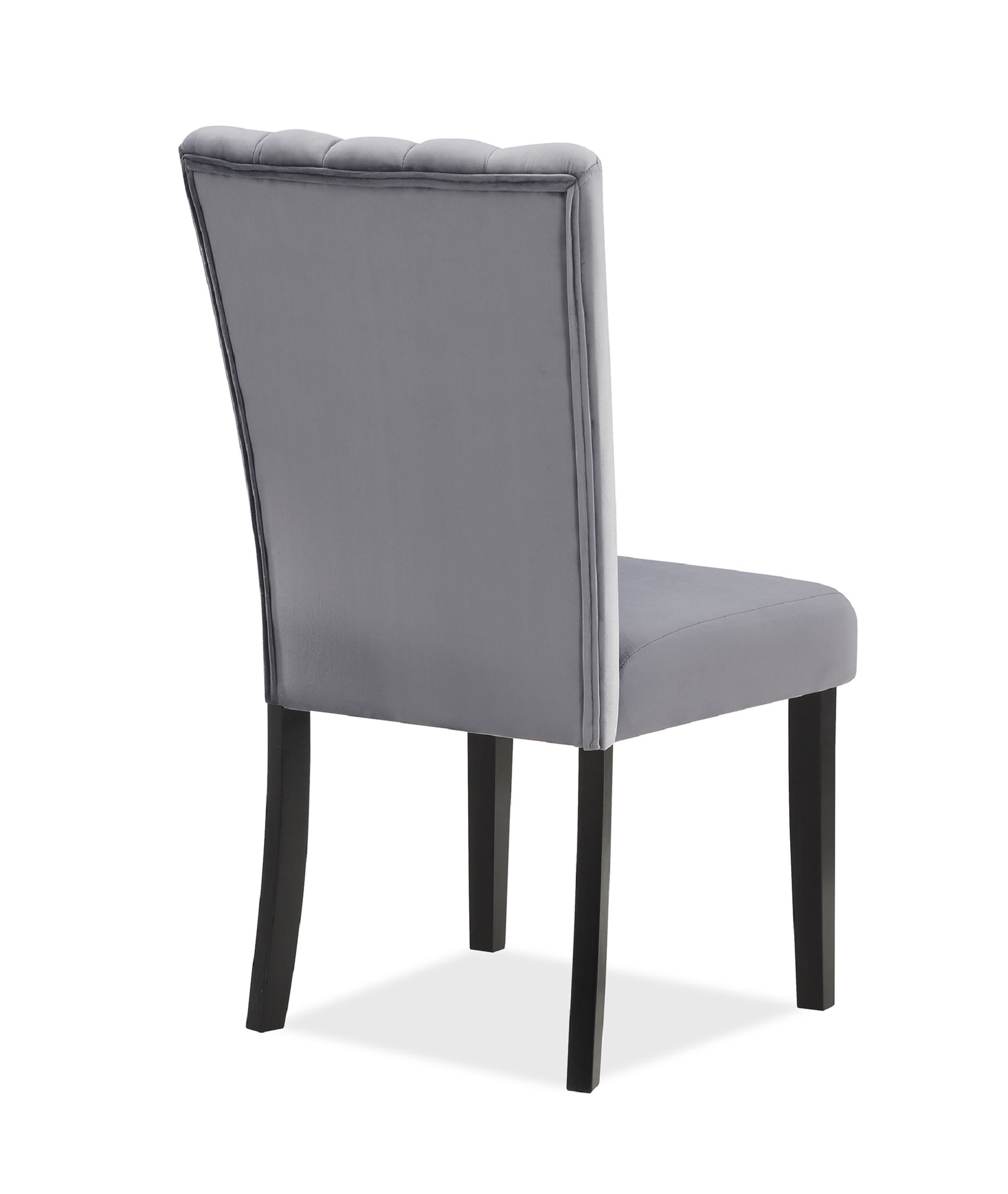 2-Piece Velvet Upholstered Dining Chairs with Channel Tufted Back & Wooden Legs - Gray & Black Set for Modern Dining Room, Kitchen, or Home Office