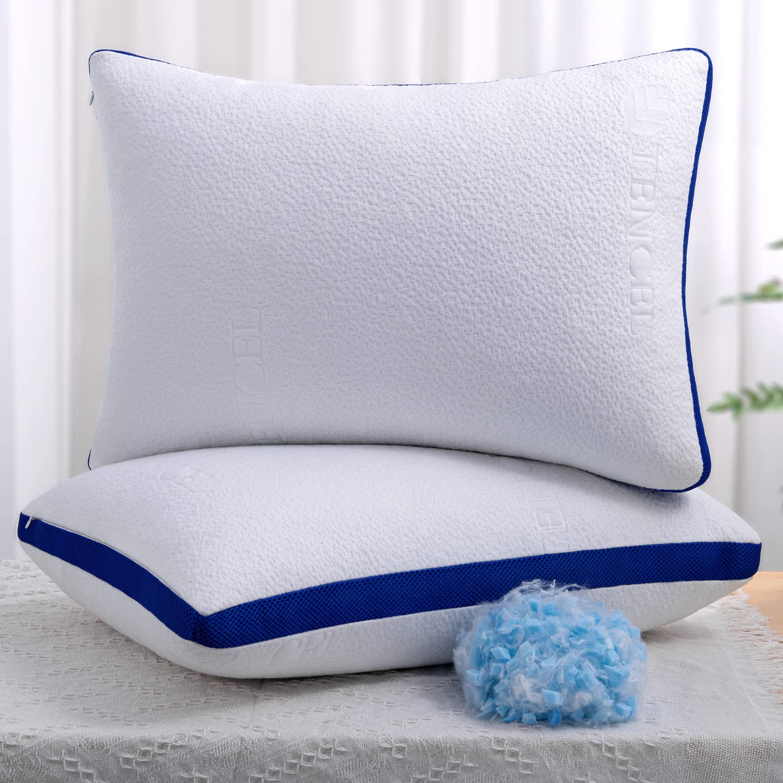 2 Pack Cooling Gel Memory Foam Pillows for Side & Back Sleepers - Adjustable Loft Standard Size Bed Pillows Set | Perfect for Hot Sleepers, Neck Pain Relief & Better Sleep Quality