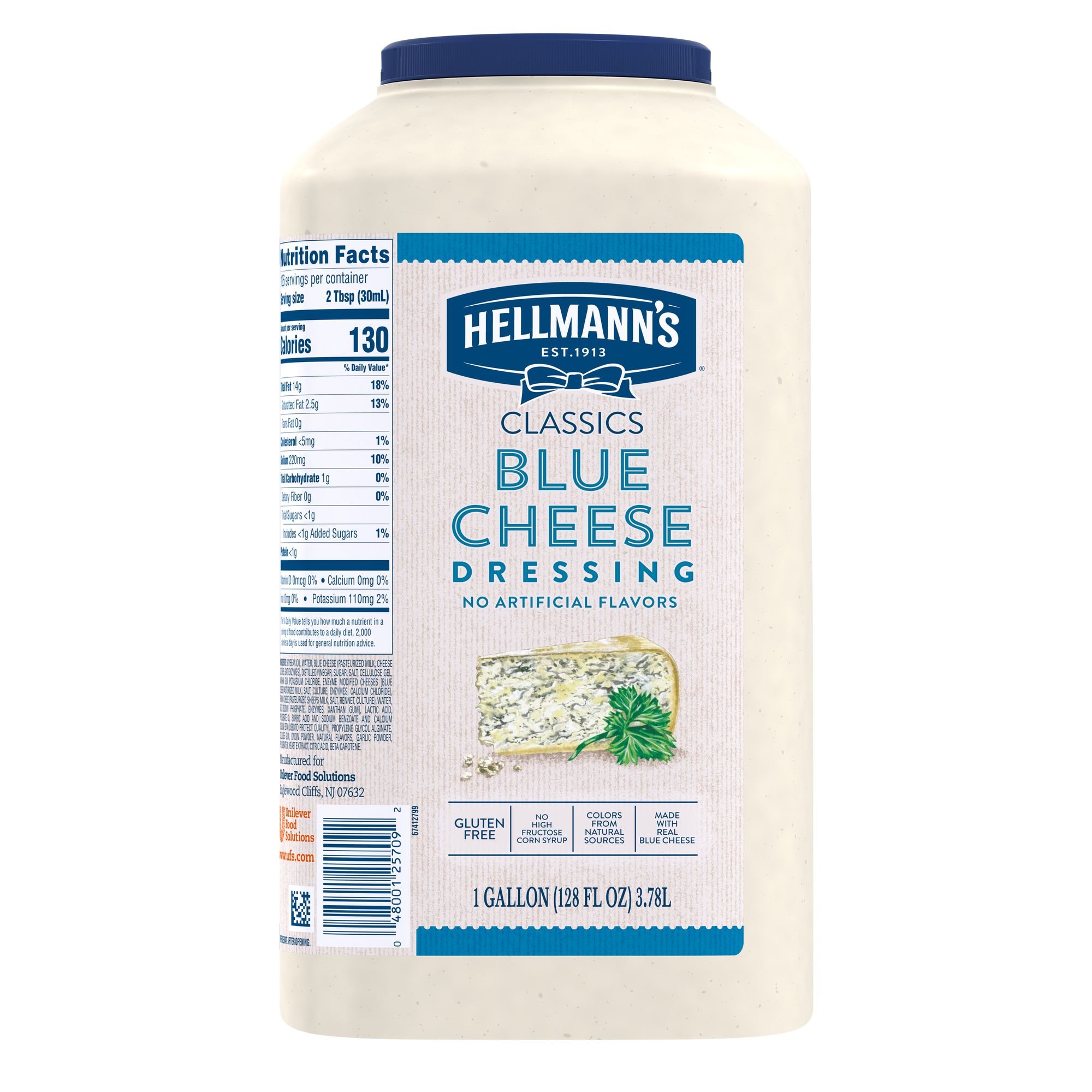 Hellmann's Blue Cheese Salad Dressing - Gluten Free, No Artificial Flavors, Natural Colors - 1 Gallon (Pack of 4) | Perfect for Restaurants, Catering & Bulk Food Service | Great for Salads, Wings & Veggie Dips