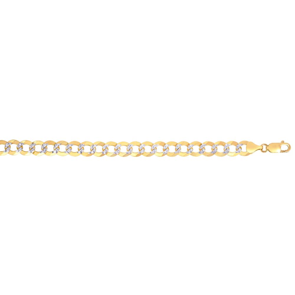 14K Gold 12.18mm White Pave Curb Chain Bracelet - Elegant Dainty Layering Jewelry for Women, Perfect for Everyday Wear, Gift Giving & Special Occasions