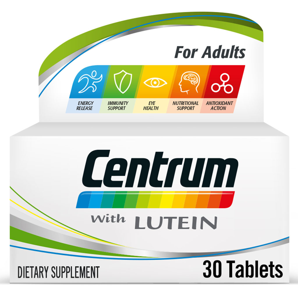 Centrum With Lutein Adult Multivitamin Supplement Tablets - 30 Count | Supports Eye Health & Immune System | Daily Nutrition for Active Adults & Seniors