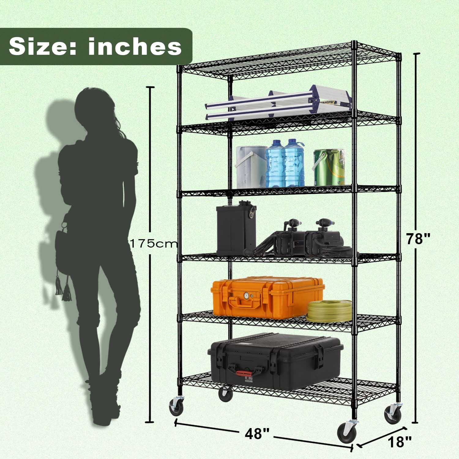 6-Tier Heavy Duty Wire Shelving Unit - 18