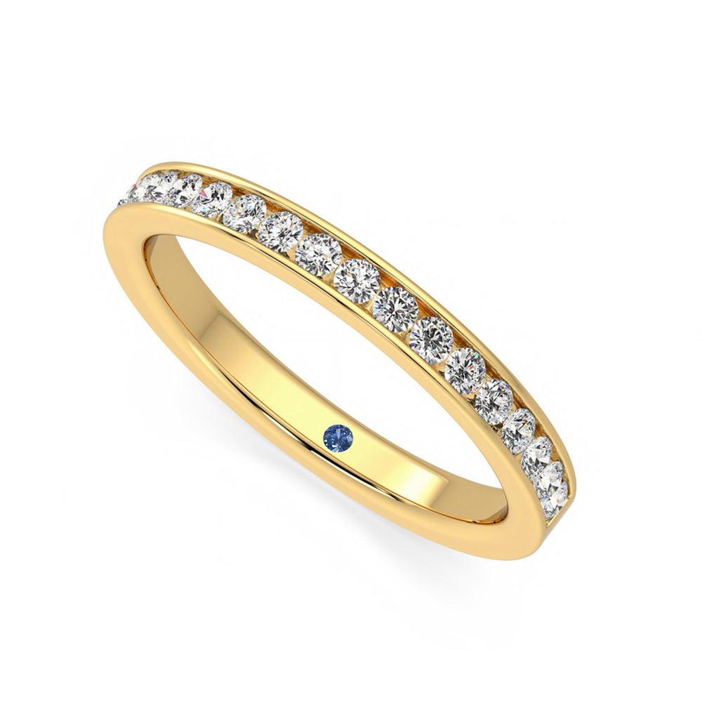 Half Eternity Channel Set Moissanite Wedding Band - Anniversary Ring with Stone Accent - Perfect for Engagement, Wedding & Anniversary Gifts