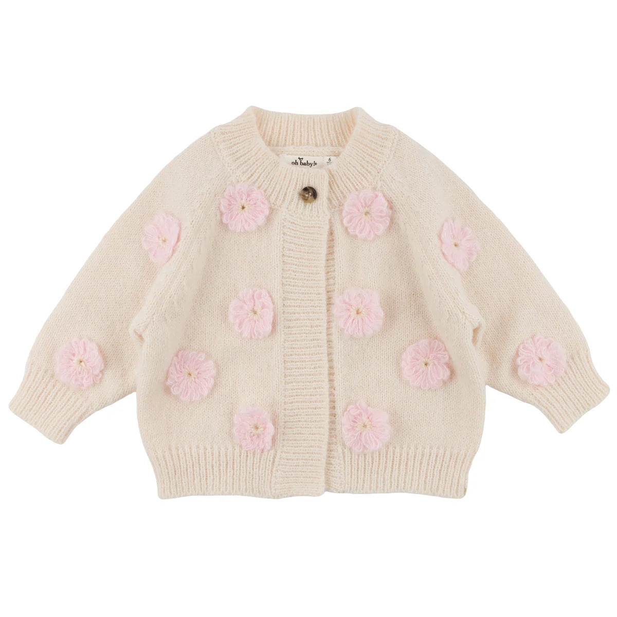 Oh Baby Scandi Flower Cardigan in Heather Cream - Soft Knit Sweater for Women, Cozy Nordic Style Cardigan for Fall & Winter, Perfect for Casual Outfits and Layering