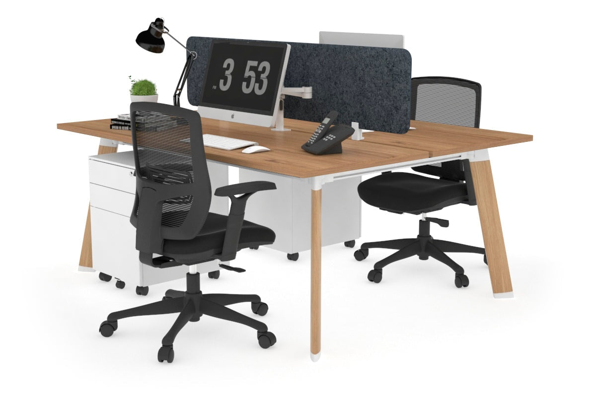 2 Person Workstation with Wood Imprint Frame - 1800L x 700W - Ideal for Office, Home Office & Collaborative Workspaces