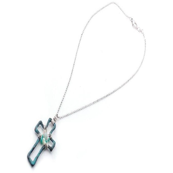 Vintage Cross and Bead Necklace Set with Patina Finish - Perfect for Boho, Gothic, and Everyday Fashion Jewelry