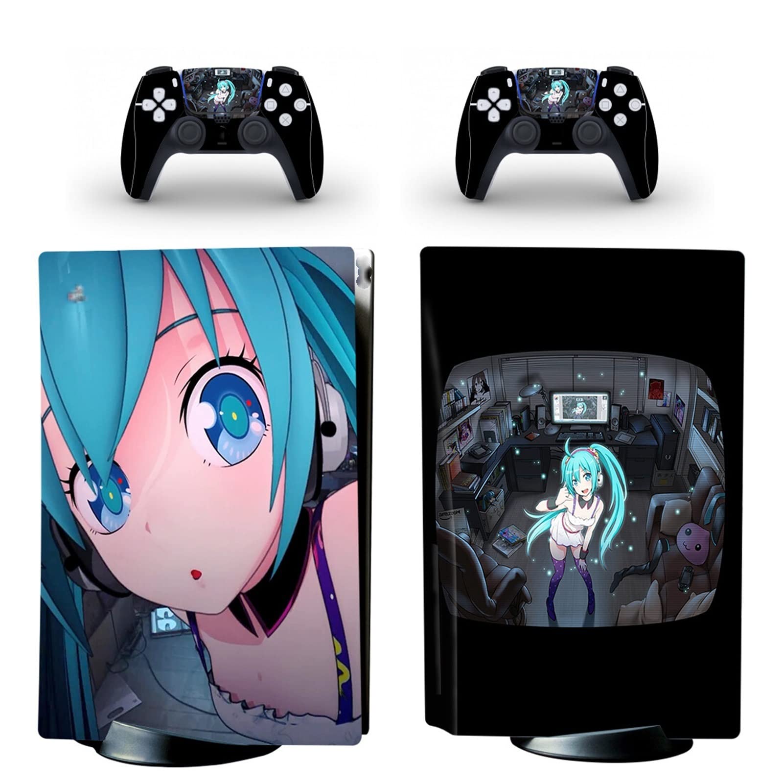 Anime PS5 Disk Edition Vinyl Skin Wrap - Scratch-Resistant, Durable, Bubble-Free Cover for 2 Controllers | Perfect for Gaming Setups & Custom Console Protection