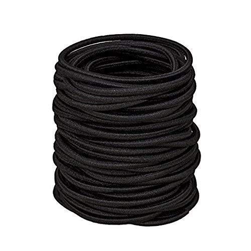 50 Pieces Women's & Girls Ponytail Holders - Black Rubber Hair Elastics for Ponytails, Braids & Bun Hairstyles - Trendy Club Hair Accessories for School, Work & Gym