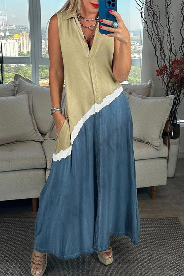 Stylish Printed V-Neck Sleeveless Maxi Dress for Women - Perfect for Summer Beach Vacations, Casual Outings & Date Nights
