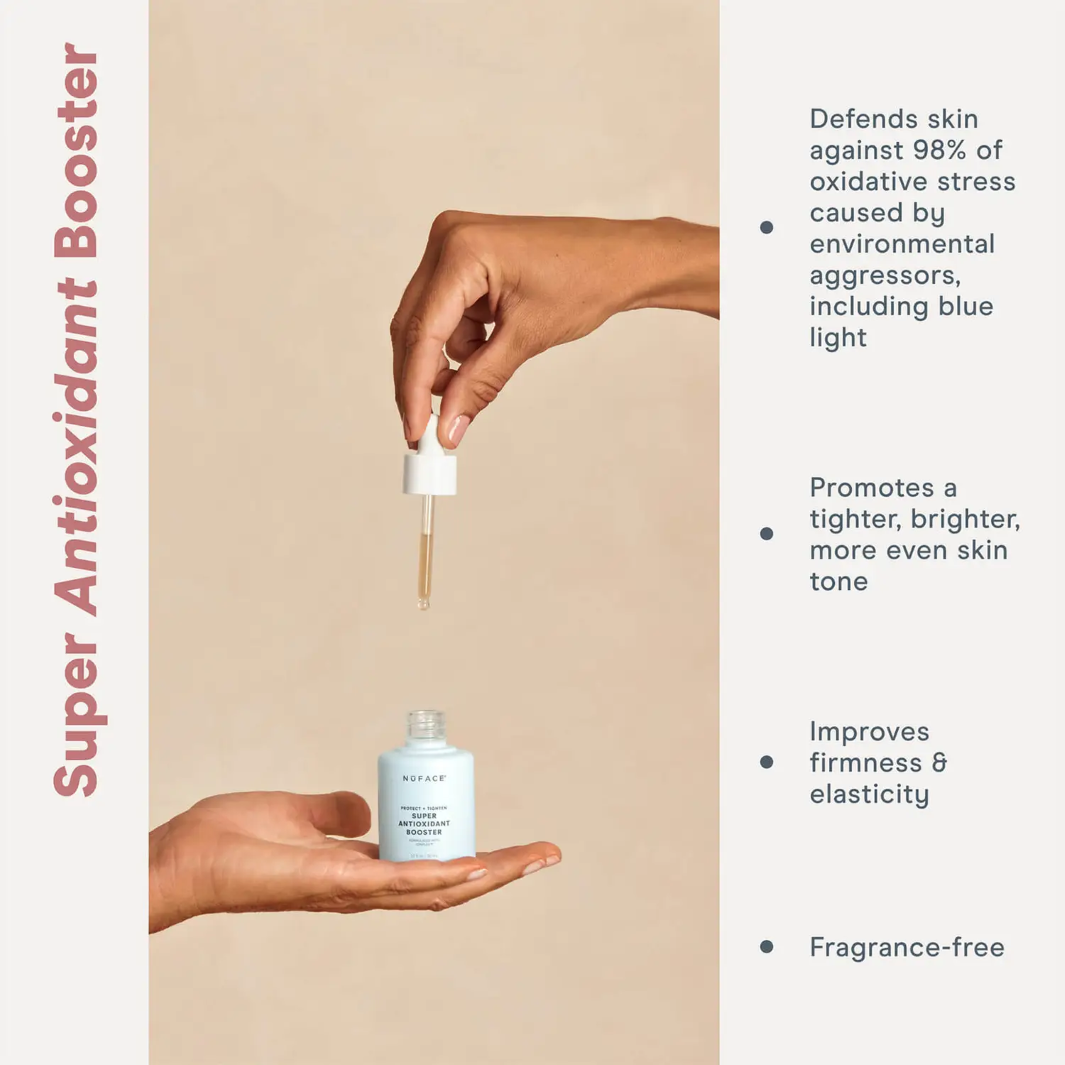 NuFACE Super Antioxidant Booster Serum - Anti-Aging Facial Treatment for Wrinkles & Fine Lines | Hydrating & Brightening Skincare for Daily Use at Home or Travel