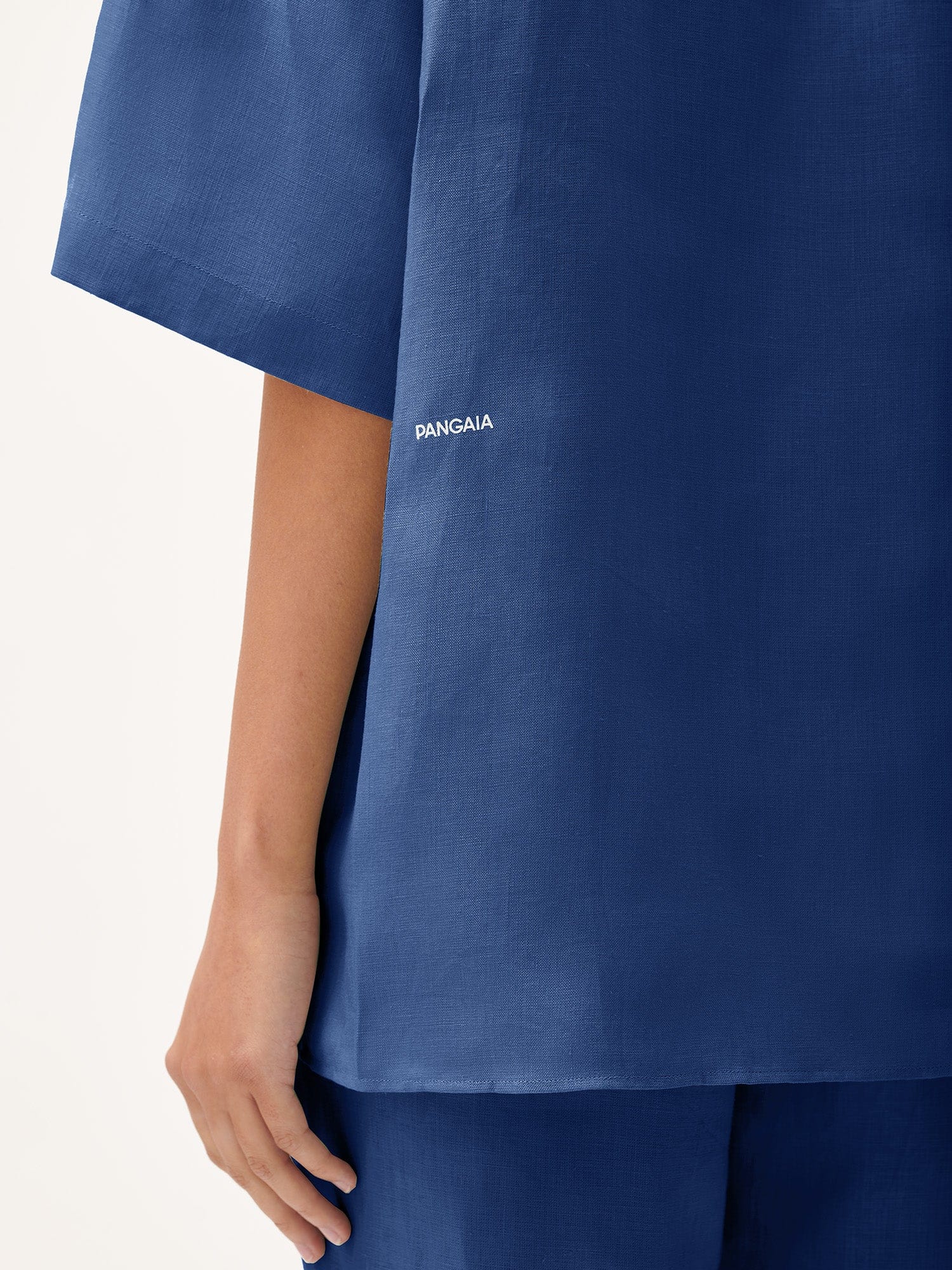 Women's DNA Linen Camp Collar Shirt - Lapis Blue | Breathable Summer Casual Button Down Top for Beach, Vacation & Outdoor Activities
