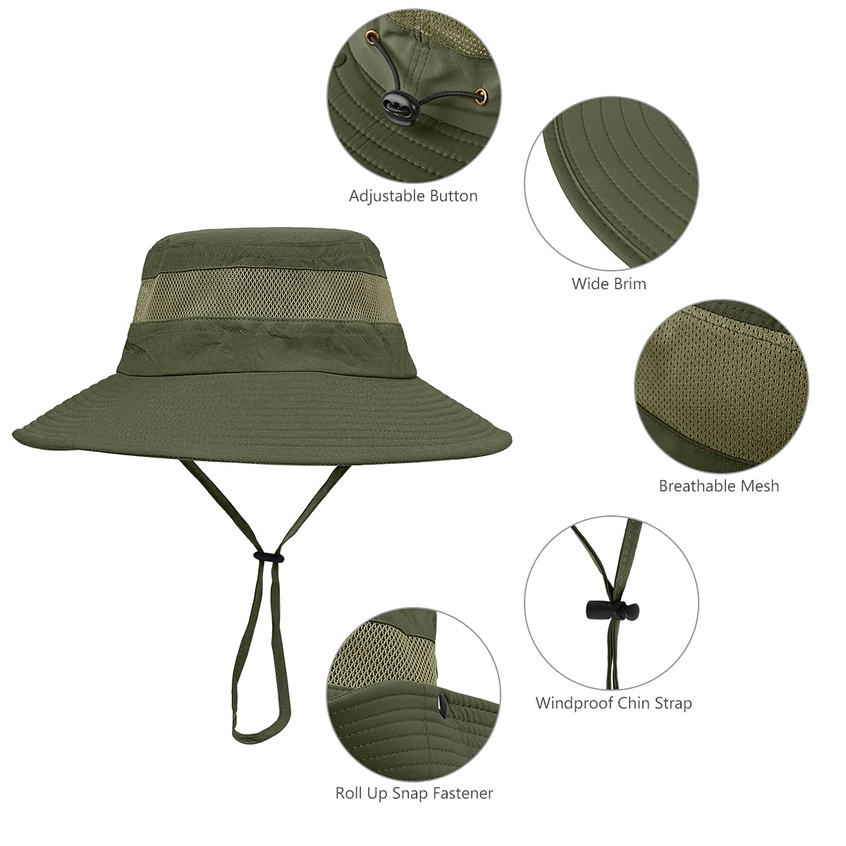 UPF 50+ Boonie Sun Hat for Men & Women - Fishing, Hiking, Safari