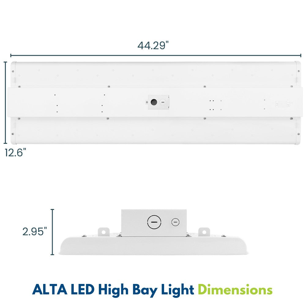ALTA LED High Bay Light 4FT – 225W/195W/175W – 37,600 Lumens – 5000K/4000K Selectable – 120-277V – 600W Equivalent – Perfect for Warehouses, Garages & Industrial Spaces
