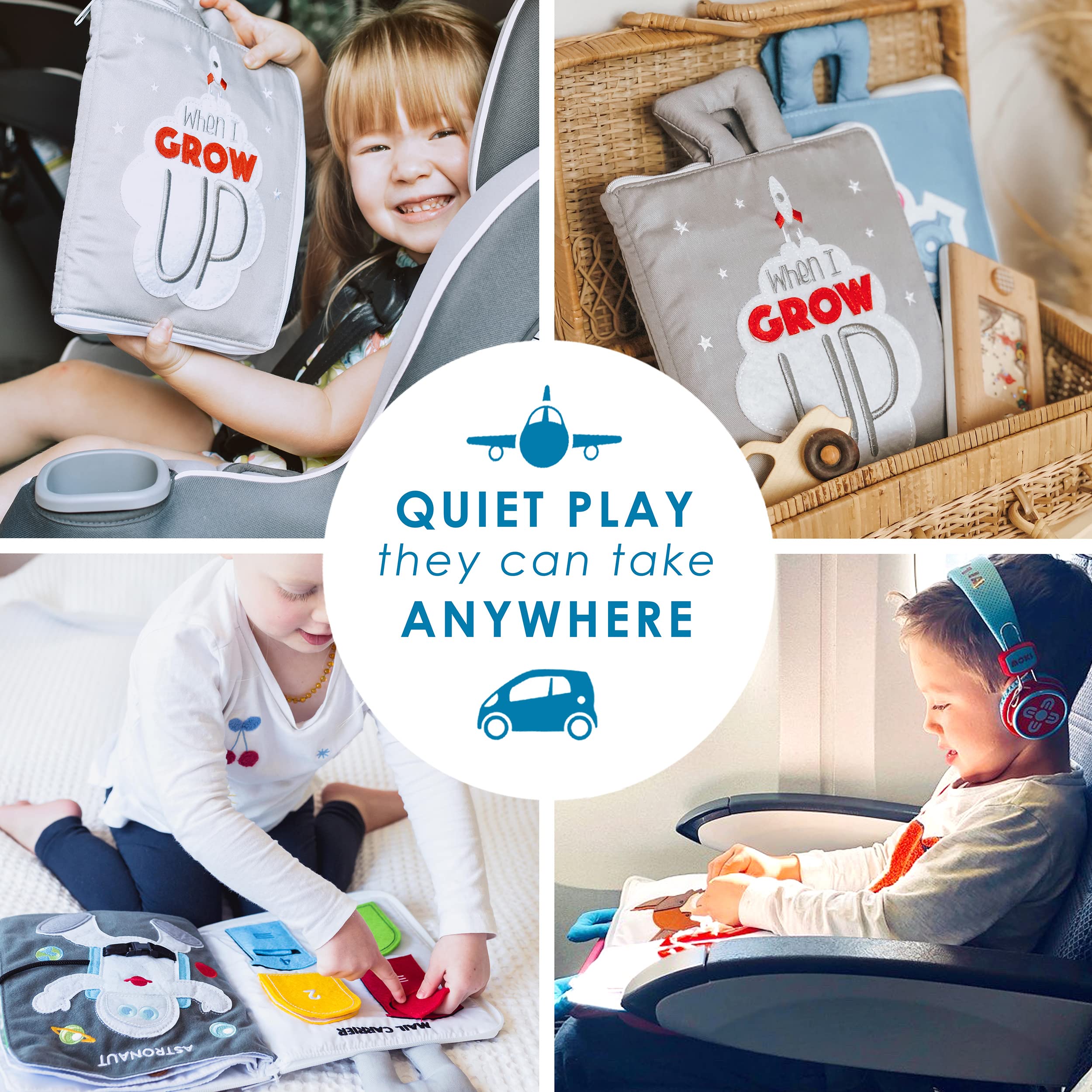 Curious Columbus Quiet Book for Toddlers 3-5 | Montessori Educational Travel Activity Toy | Airplane & Adventure Themed Busy Book | Perfect for Preschool Learning, Long Flights & Road Trips
