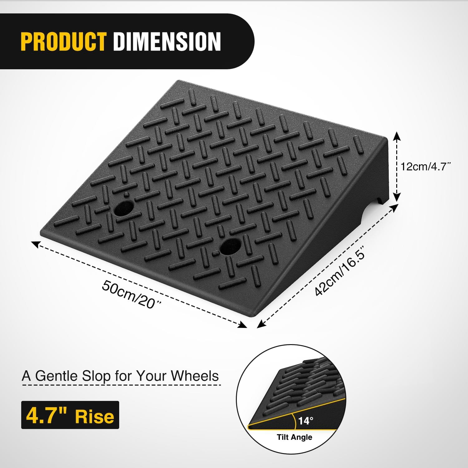 Heavy Duty Rubber Curb Ramp - 4.7 Inch Height, 7000lbs Load Capacity (Pair) - Perfect for Wheelchairs, Scooters, Motorcycles & Driveway Access