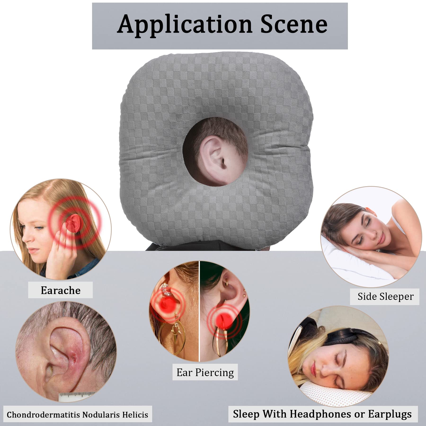 Ear Piercing Pillow for Side Sleepers - O-Shaped Cotton Pillow with Ear Hole Relief for CNH, Ear Pain & Pressure Sores | Perfect for Post-Piercing Care, Ear Infection Recovery & Comfortable Side Sleeping