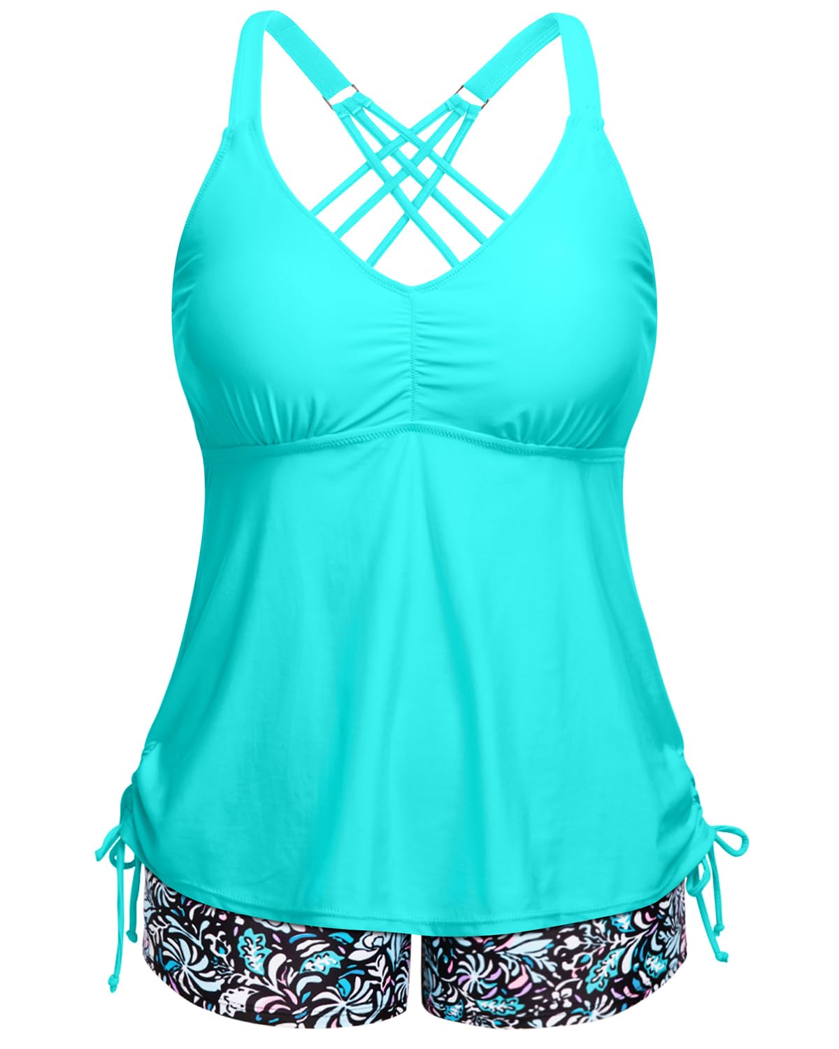 Plus Size Tankini Swimsuits for Women - 2 Piece Bathing Suit with Tummy Control Shorts | Comfortable Swimwear for Beach, Pool & Vacation | Flattering Plus Size Swimsuits for Curvy Women