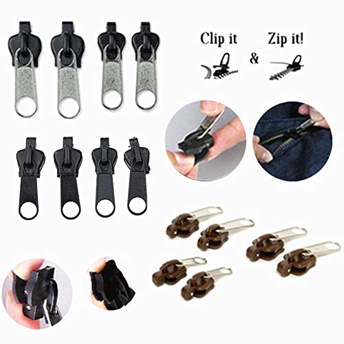 Xuccus 6-Piece Universal Zipper Repair Kit - Plastic Zip Slider & Teeth Replacement for Jackets, Bags, Luggage (Silver) | Quick Fix for Broken Zippers on Clothing & Accessories