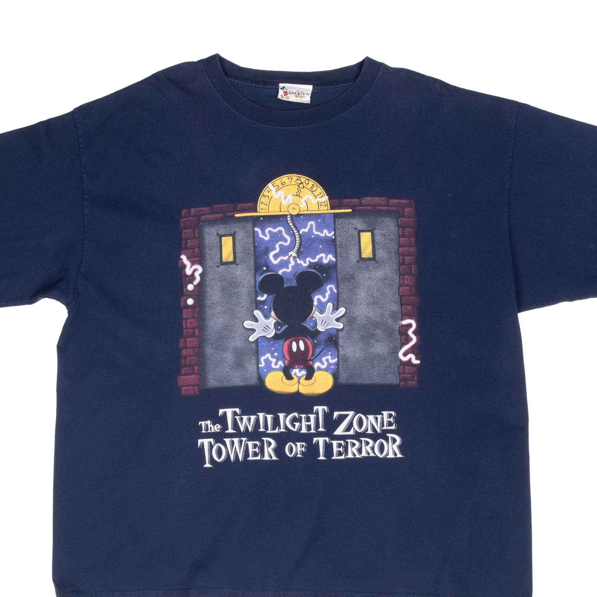 Vintage Disney The Twilight Zone Tower of Terror 1990s Graphic T-Shirt XL - Made in USA - Retro Theme Park Merchandise for Disney Fans & Collectors