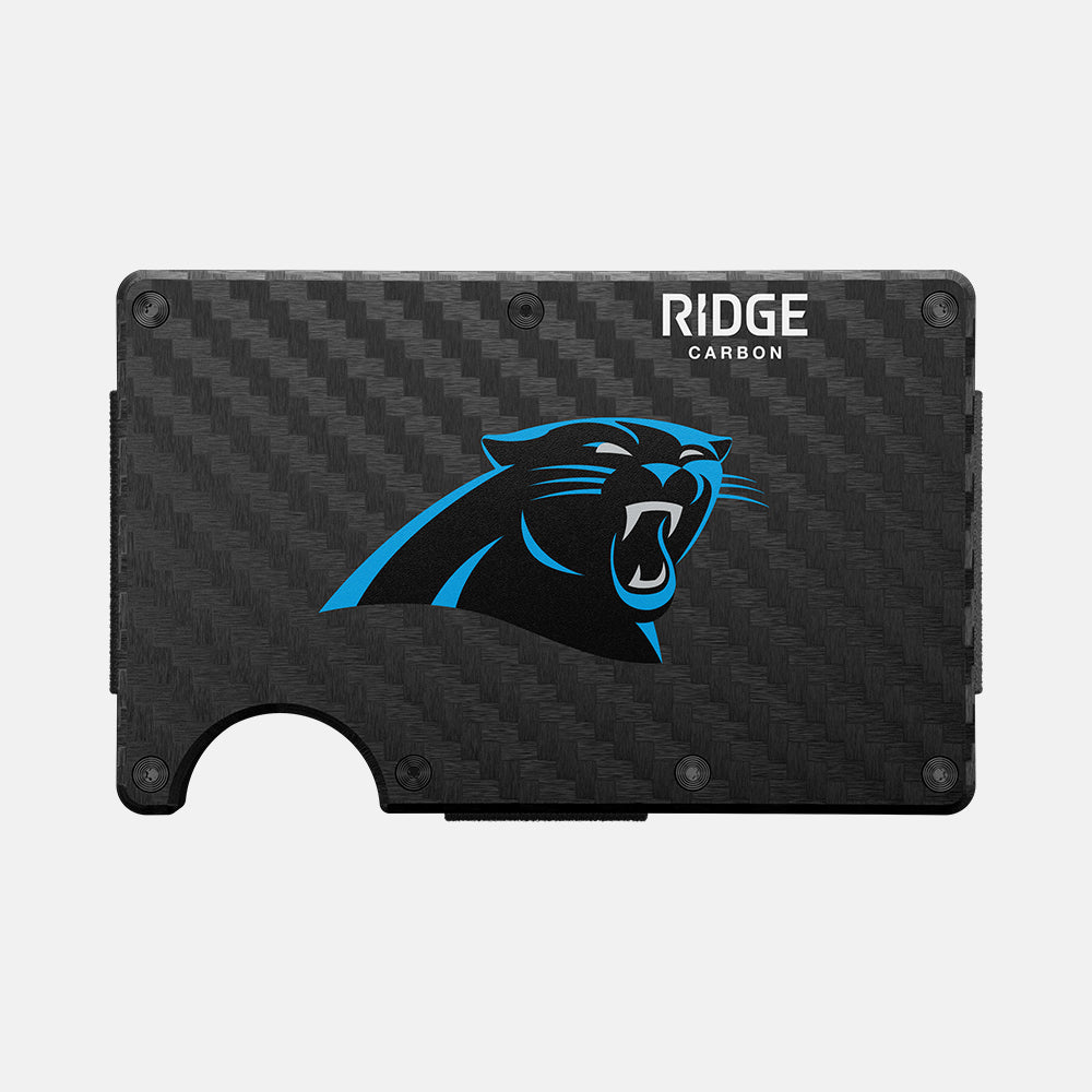 Ridge Wallet - Carolina Panthers Edition - Slim Carbon Fiber 3K RFID Blocking Wallet for Men - Perfect for Everyday Carry, Travel, and Gifts