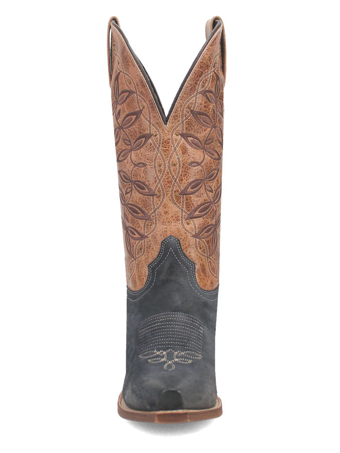Laredo 20009 Women's KAMA Leather Boots in Navy & Tan - Comfortable Western Style Boots for Cowgirl Fashion and Country Dancing