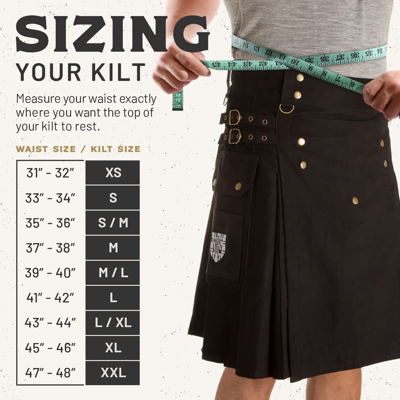 Men's Tactical Utility Kilt - Durable & Versatile Outdoor Kilt for Hiking, Camping & Festivals | Adjustable Fit & Multiple Pockets