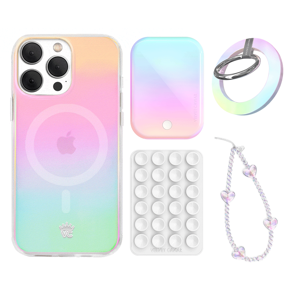 White Opal iPhone Case with Grip - Stylish Protective Cover for iPhone 13/14/15 Pro Max - Perfect for Everyday Use, Work & Travel