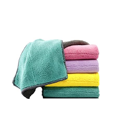 Premium Microfiber Kitchen Towels Set of 5 - 9.84x9.84 Inch Double-Sided Absorbent Dish Cloths for Cleaning, Drying & Polishing - Lint-Free, Oil-Resistant, Thick Reusable Cleaning Rags for Home, Restaurant & Office Use
