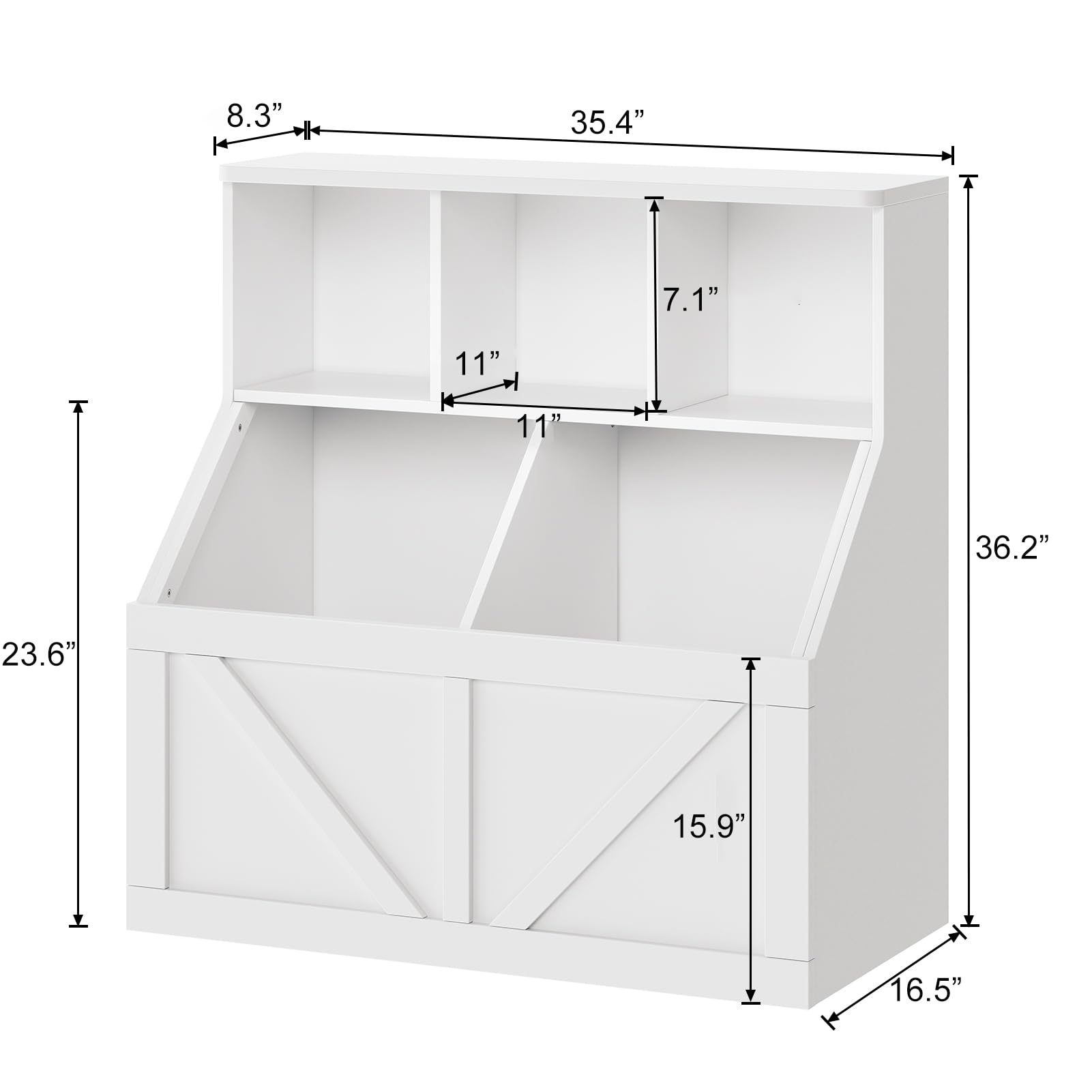 Kids Bookshelf and Toy Storage Organizer - Wooden Toy Cabinet with Shelves & Storage Bins for Playroom, Bedroom, Nursery, Classroom & Daycare - Perfect for Organizing Toys, Books & Learning Supplies