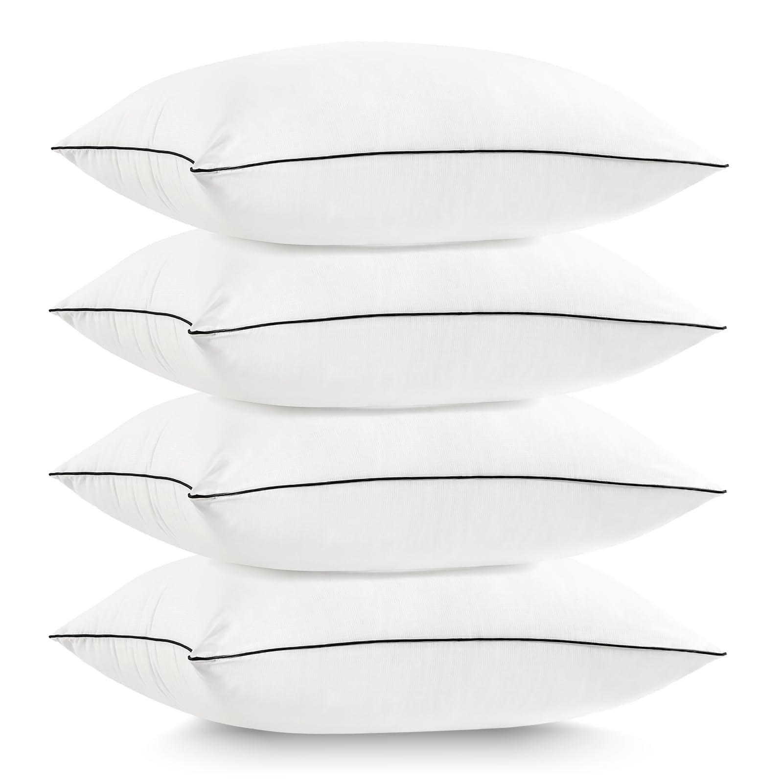 JOLLYVOGUE 4-Pack Standard Size Cooling Pillows - Ultra Soft Down Alternative Fill for Side, Back & Stomach Sleepers | Hotel Quality Bed Pillows Set | Perfect for Home, Guest Room & Travel Use