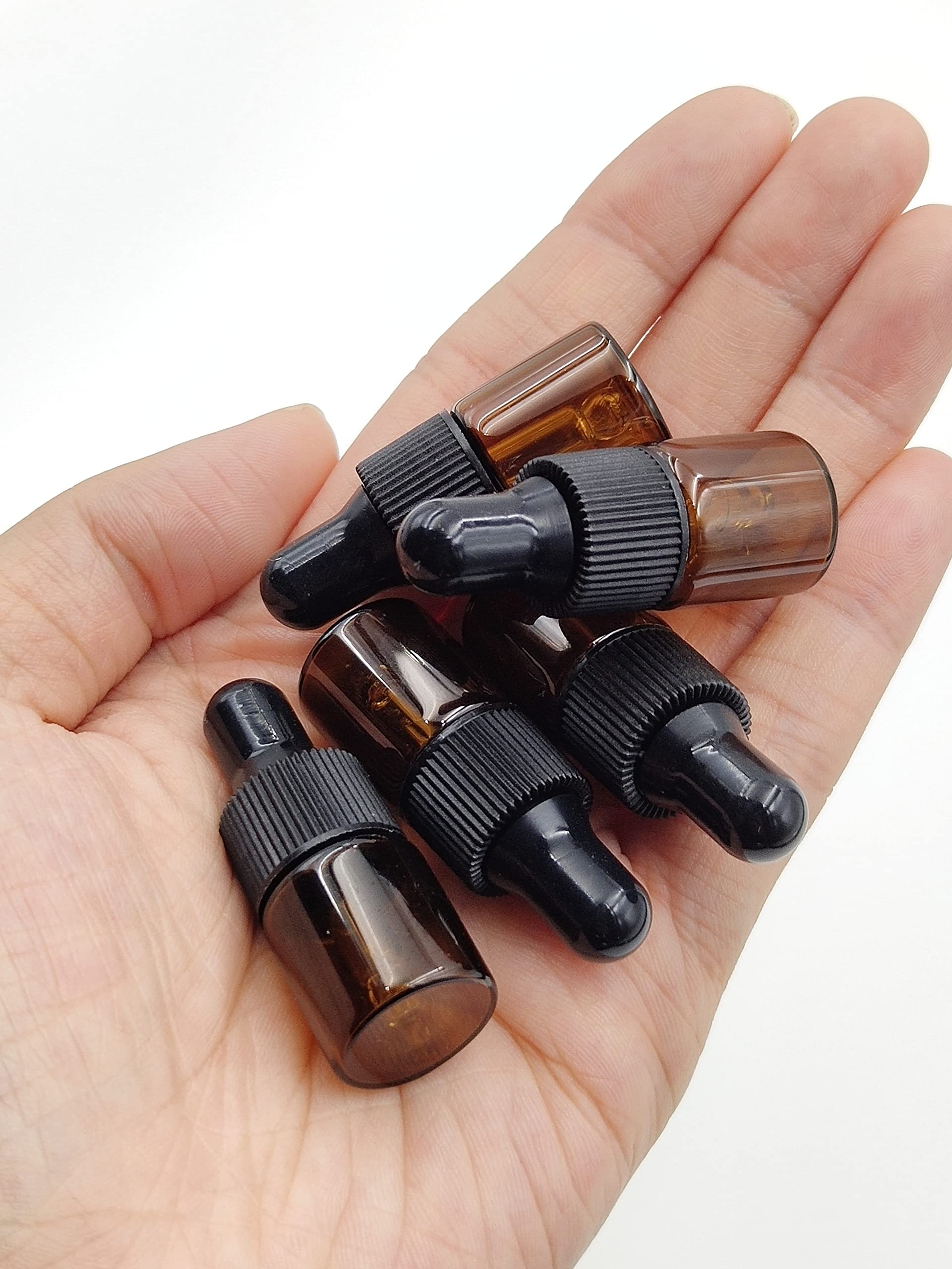 15 Pack 2ml Amber Glass Dropper Bottles for Essential Oils & Cosmetics - Travel Size for DIY & Samples