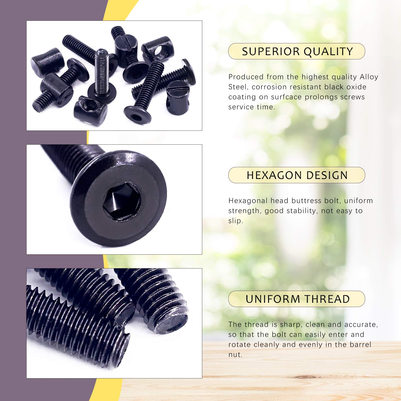 Swpeet 25Pcs M6x25mm Crib Screws with Allen Wrench - for Baby Beds & Furniture Assembly