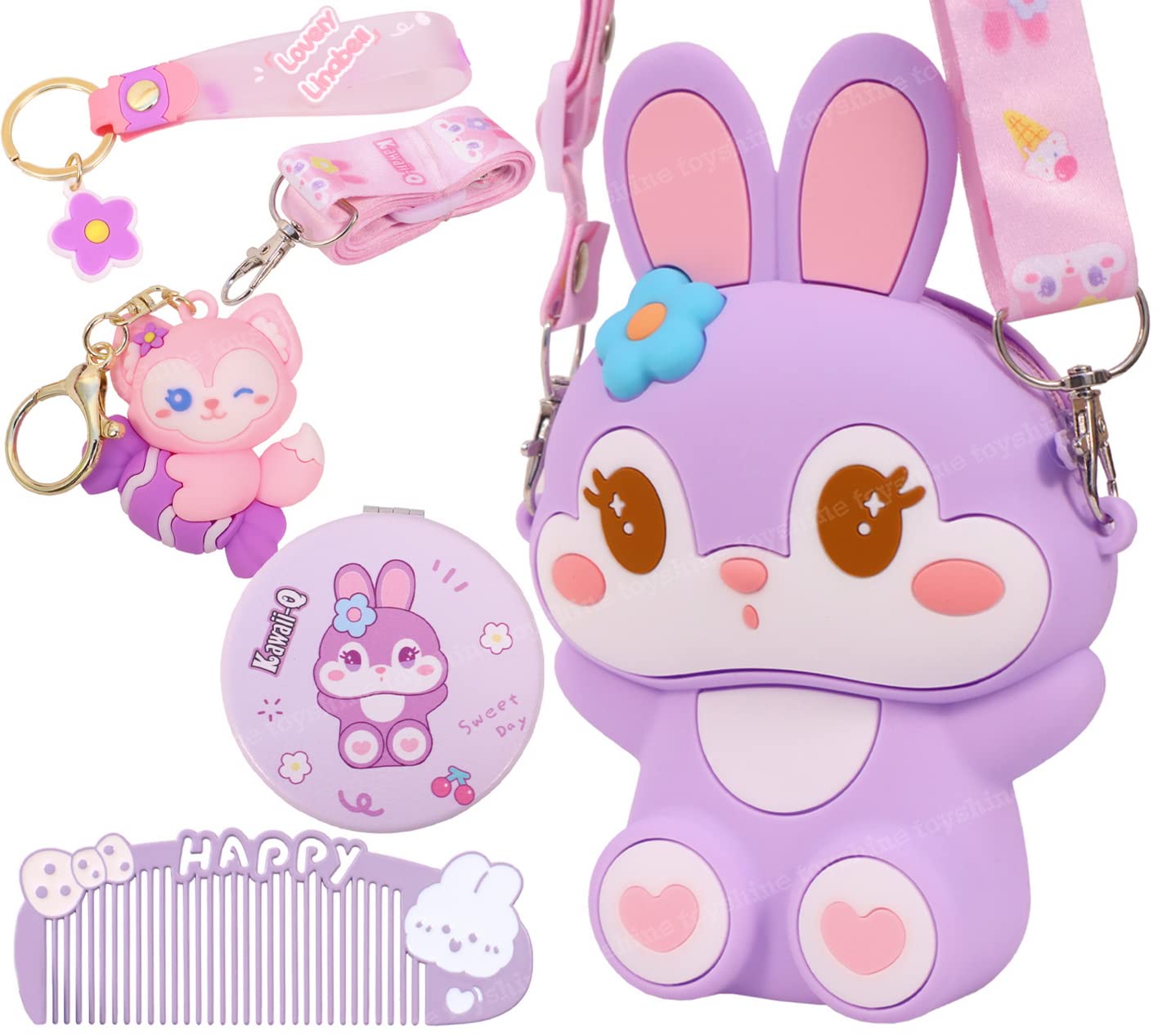 Toyshine Rabbit Crossbody Bag for Women & Girls - Purple Silicone Purse for Daily Use
